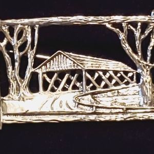 Vintage Sterling Silver Covered Bridge Pin